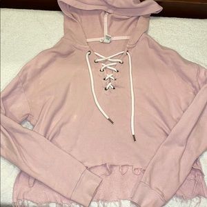 Laced crop top sweater